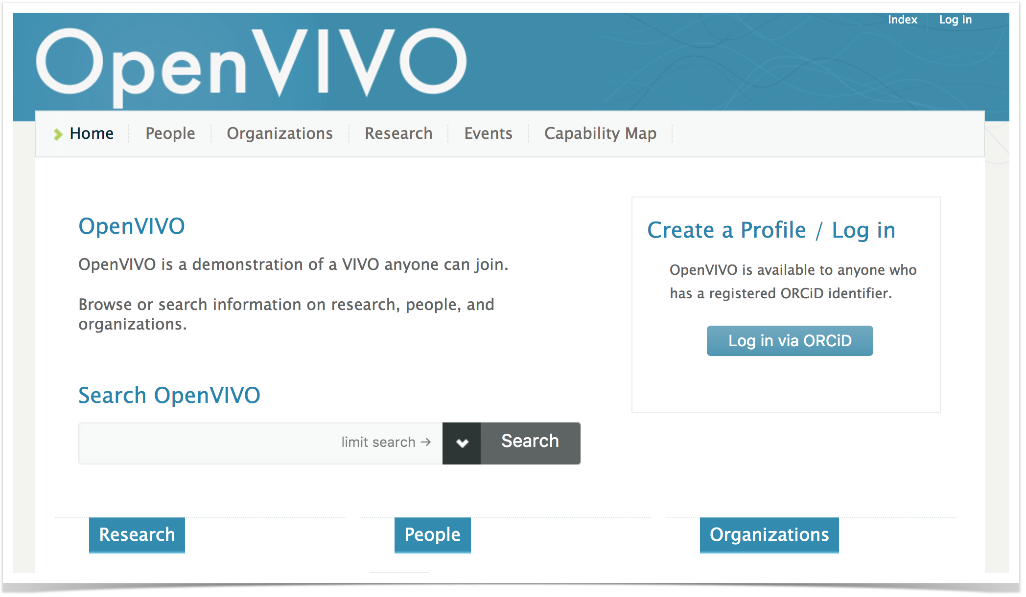 Click on Capability Map on the VIVO home page